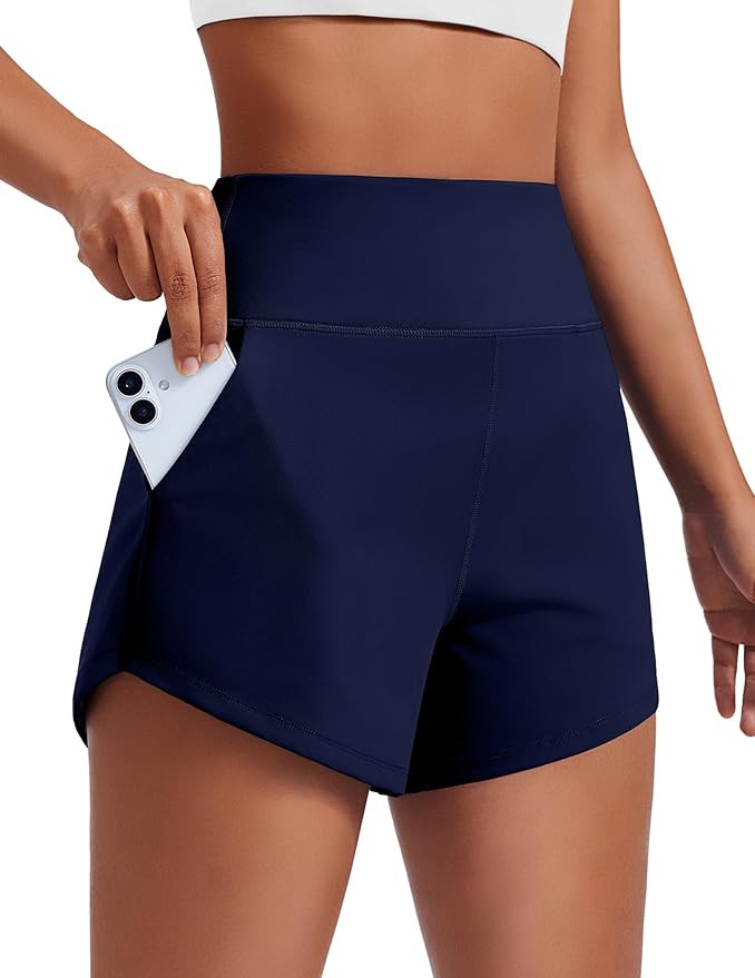 PINSPARK Women's 3.5" Running Athletic Shorts Unlined Naked Feel Workout Tummy Control Gym Yoga D... | Amazon (US)