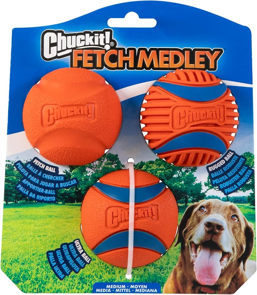Chuckit! Ultra and Rugged Dog Balls, High-Bounce Fetch, Medium, Set of 3 | Amazon (US)