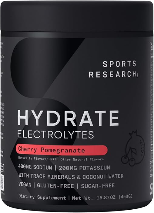 Sports Research\u00ae Hydrate Electrolytes, 90 Servings (Cherry Pomegranate) | Amazon (US)