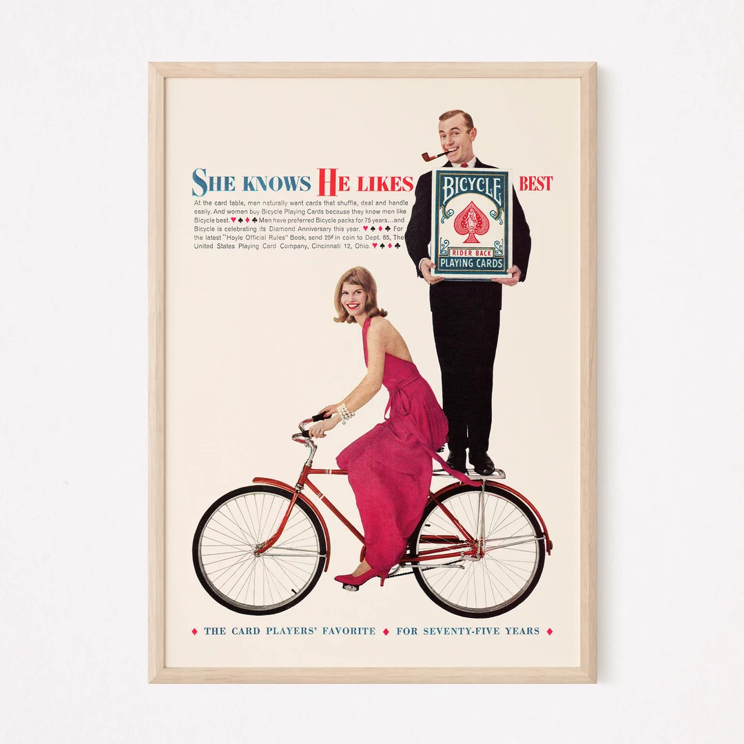RETRO PLAYING CARDS Poster Retro Kitsch Art Bicycle Poster - Etsy | Etsy (US)