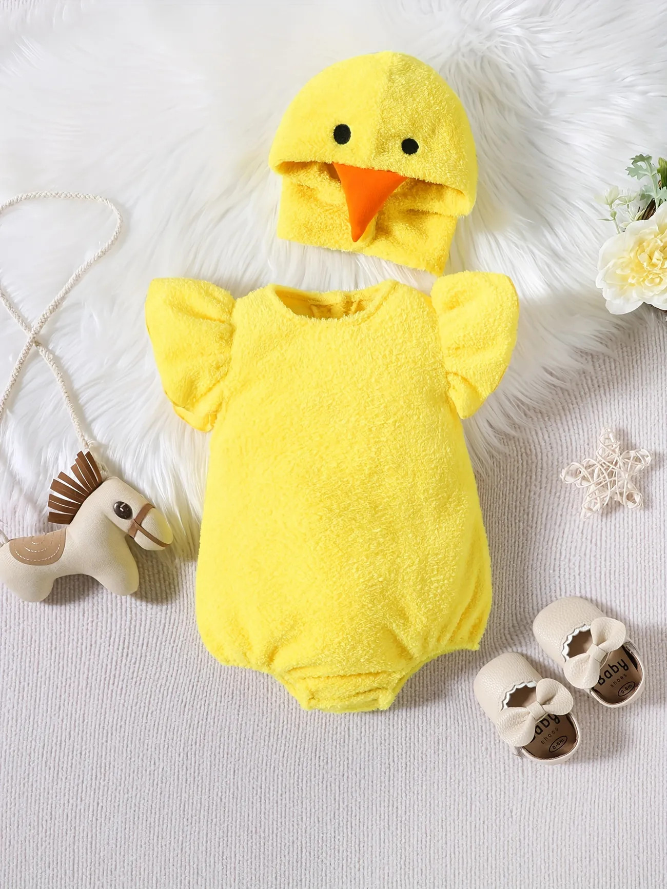 Infant Toddler Super Cute Plush Chicken Shape Dress Up, Flutter Sleeve Onesie & Hat Set For Sprin... | Temu Affiliate Program
