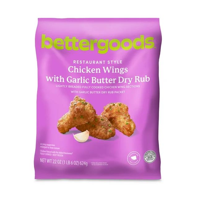 bettergoods Chicken Wings with Garlic Butter Dry Rub, 22 oz (Frozen) - Walmart.com | Walmart (US)