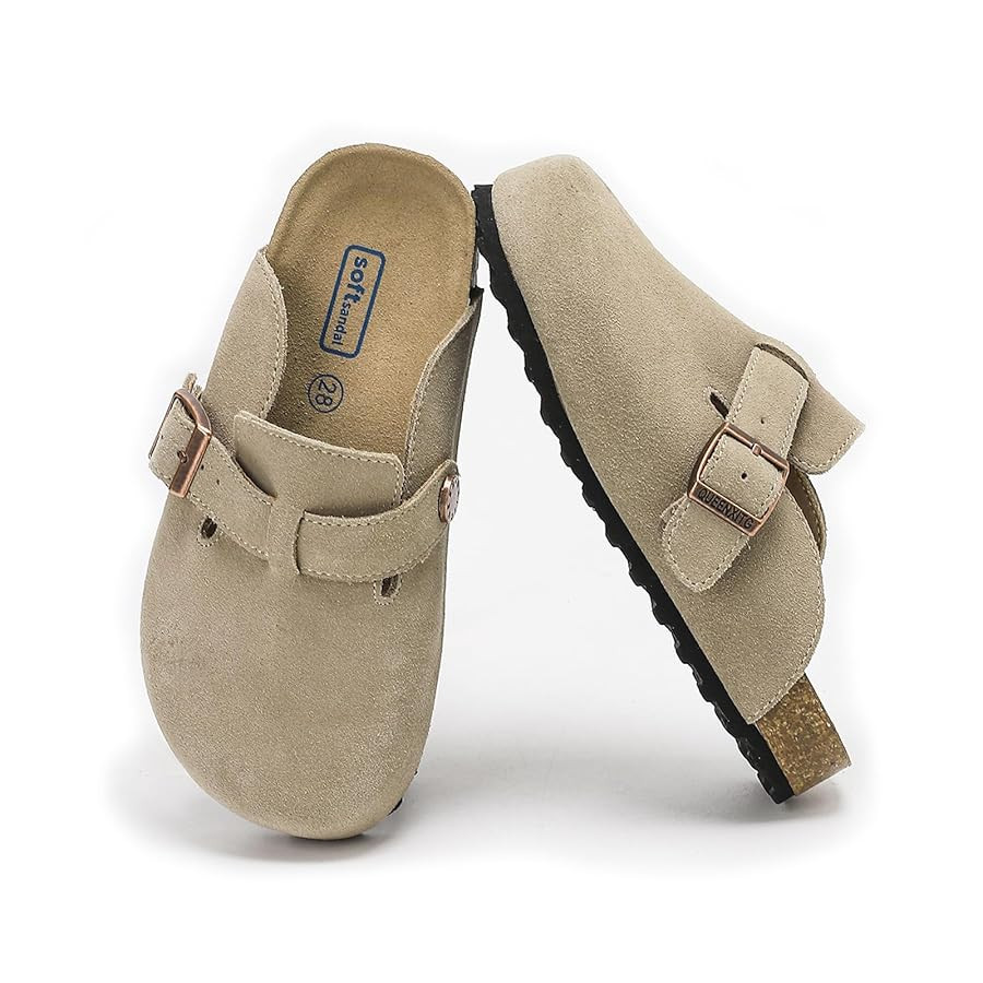 Kids Suede Clogs Boys Girls Sandals Toddler Slip-on Slippers Cork Footbed Shoes Indoor Outdoor Ad... | Amazon (US)