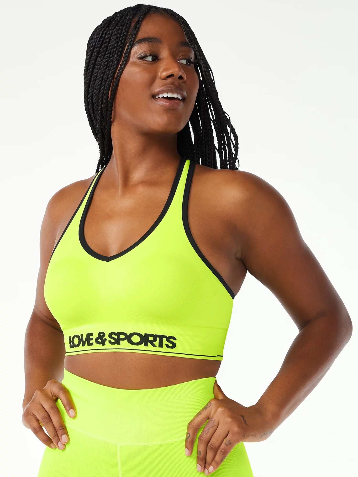Love & Sports Women's Seamless Plunge Sports Bra - Walmart.com | Walmart (US)