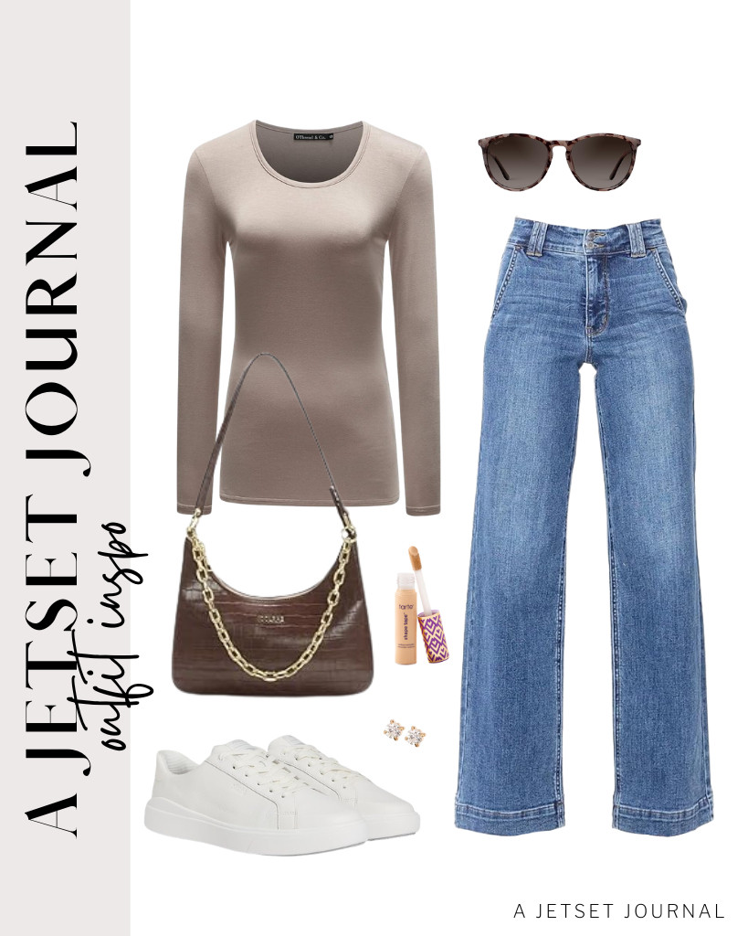 I adore this khaki long-sleeve top that pairs perfectly with wide-leg jeans from Astylish. You’ll want to wear sneakers and carry a crescent shoulder bag for styling. 

 #LTKSeasonal #LTKTravel