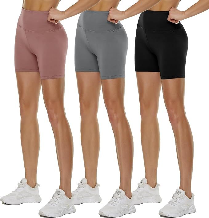 QGGQDD 3 Pack High Waisted Biker Shorts for Women – 5" Black Workout Yoga Athletic Shorts for G... | Amazon (US)