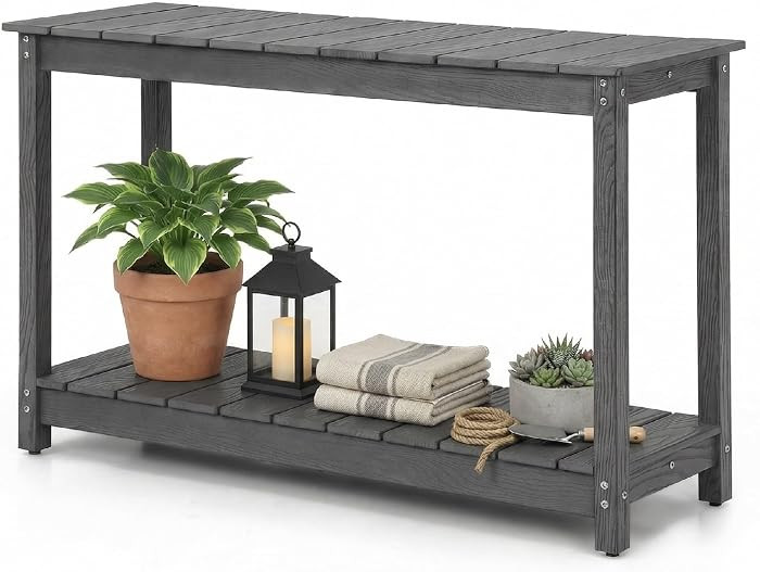 Outdoor Console Table, 48" Weather Resistant HIPS Patio Side Table, 440LBS Weight Capacity, 2-Tie... | Amazon (US)