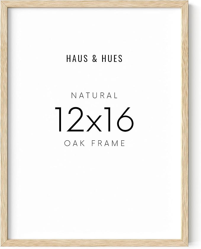 HAUS AND HUES Beige Oak Wood 12x16 Picture Frame - Modern Wood Wall Art Display - Lightweight 12x... | Amazon (US)