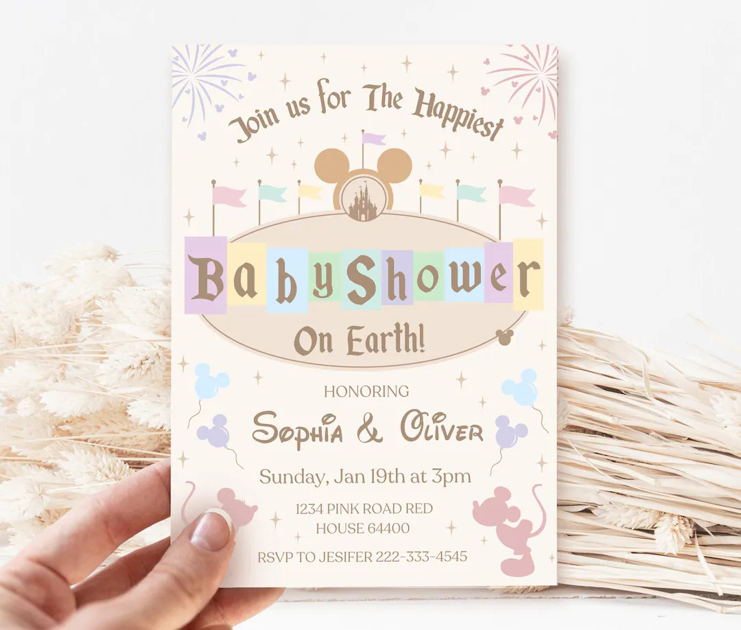 Dinseyland Baby Shower Invitation, Happiest Baby Shower on Earth Invitation, Mikey Baby Shower, M... | Etsy (US)