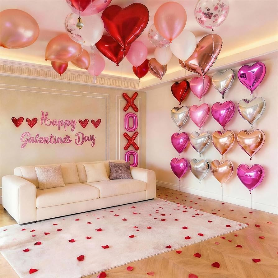 Vurxanqo Happy Galentines Day Decorations Party Decor, Heart XOXO galentine Balloons, Happy Galen... | Amazon (US)