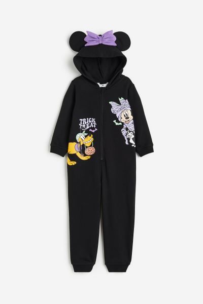 Printed Sweatshirt Jumpsuit - Black/Minnie Mouse - Kids | H&M US | H&M (US + CA)