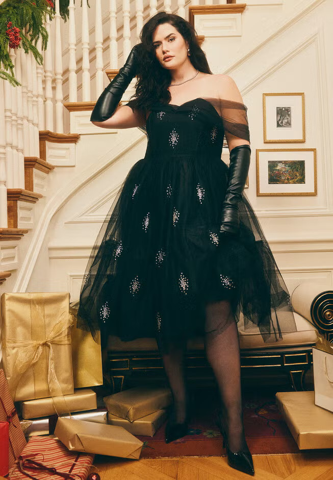 Embellished Flare Midi Dress | Eloquii