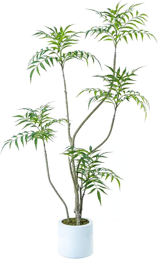 Artificial Mahonia fortunei Tree,4ft Tall Fake Plants Artificial Mahonia fortunei Plants for Indo... | Amazon (US)