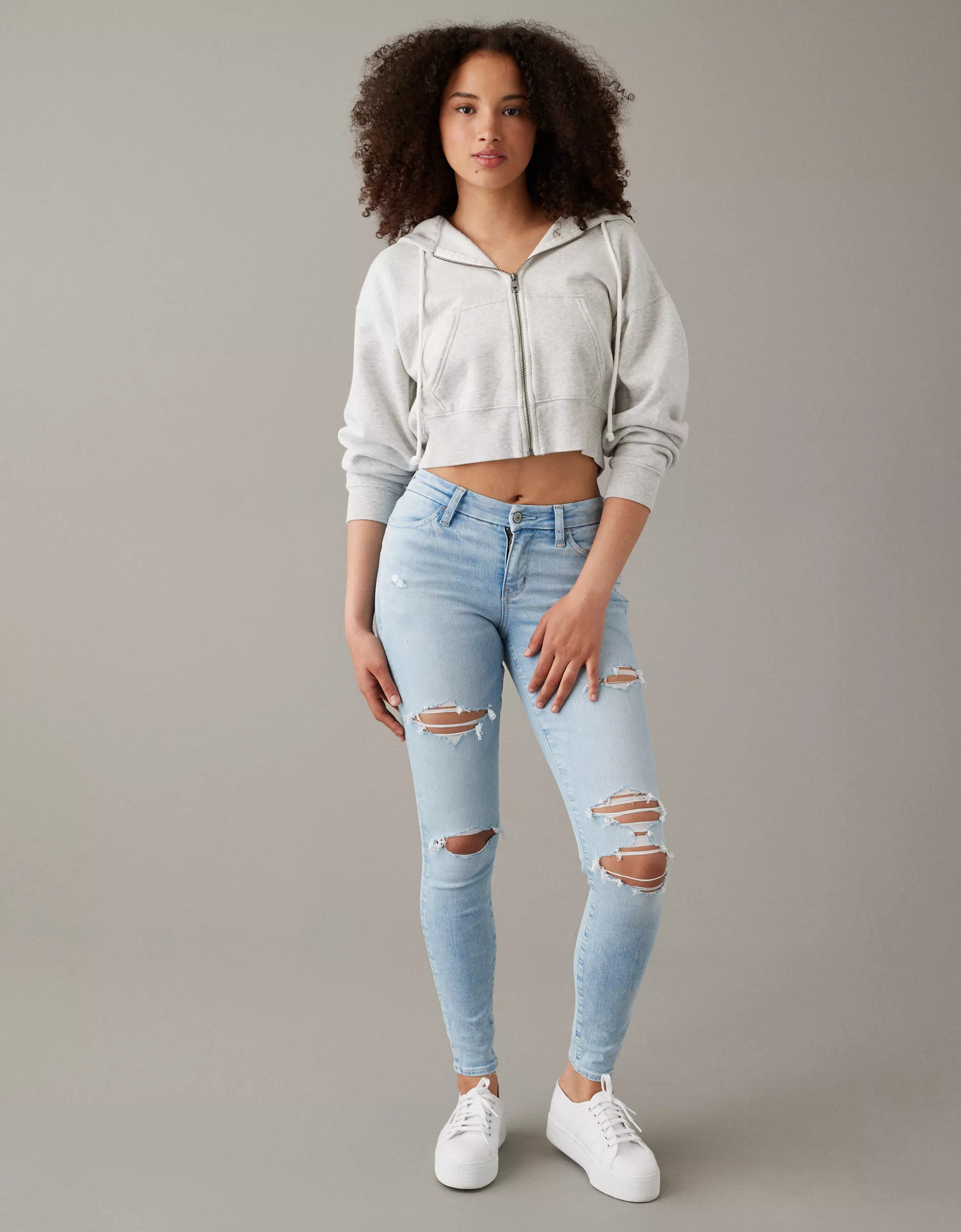 AE Next Level Curvy High-Waisted Ripped Jegging | American Eagle Outfitters (US & CA)