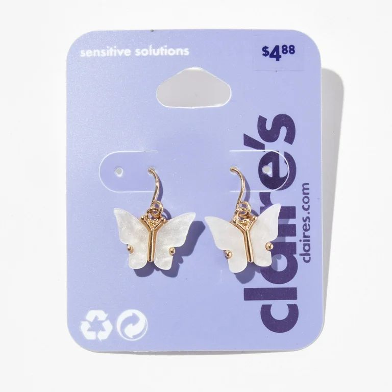 Claire's Girls Gold White Chunky Butterfly Earrings, 24334 | Walmart (US)