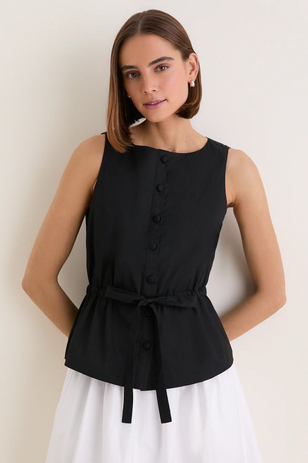 Black Cotton Poplin Francoise Top | Tuckernuck (US)