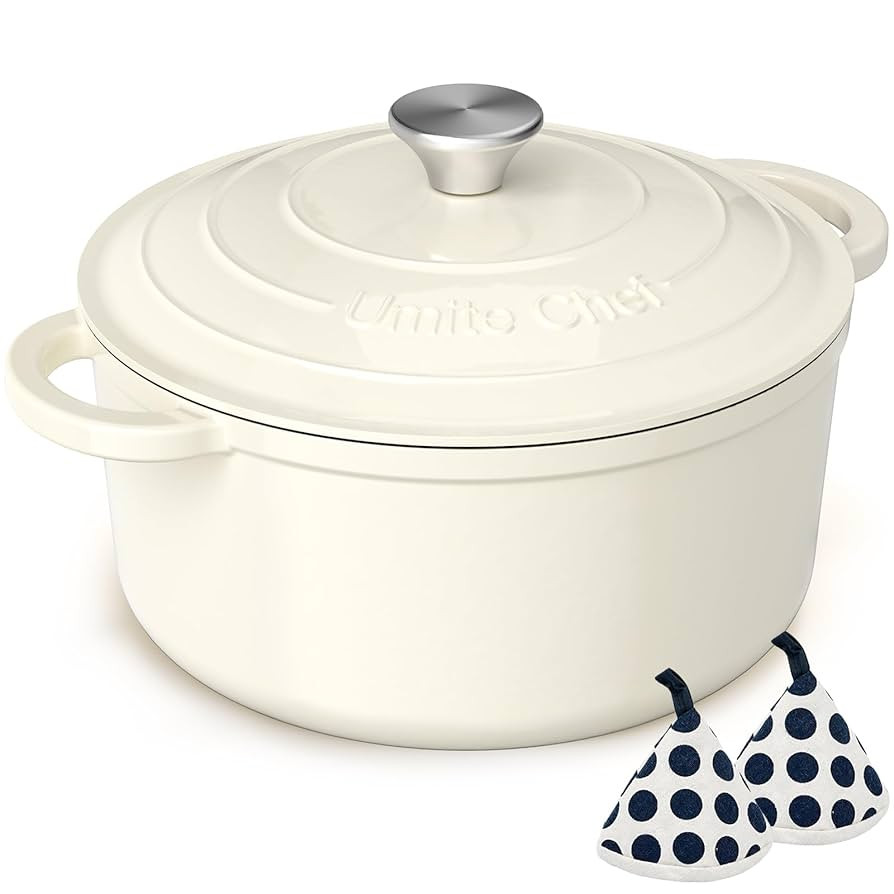 Enameled Cast Iron Dutch Oven - Umite Chef 5QT Pot with Lid & Cotton Potholders - Heavy-Duty Cook... | Amazon (US)