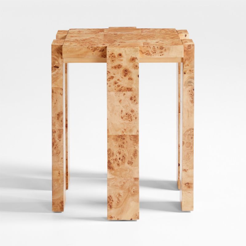 Leon Burl Wood Side Table | Crate & Barrel | Crate & Barrel