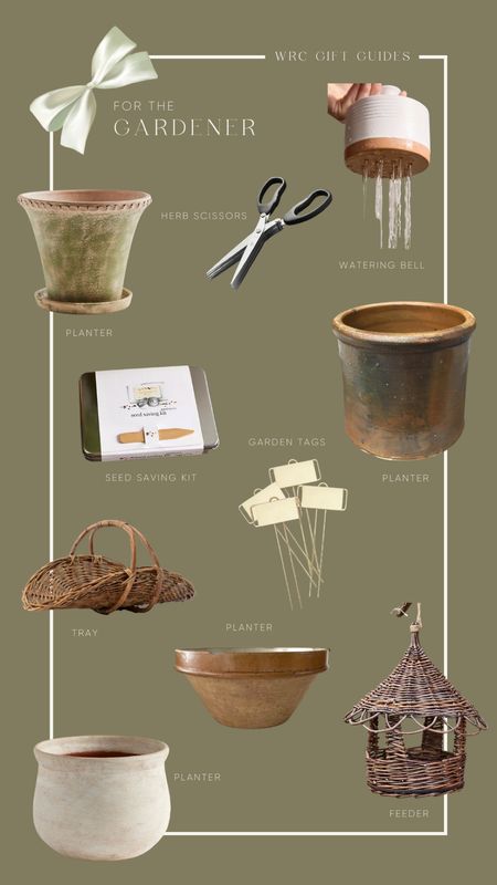 Gift guide for the gardener on your list. Watering bell, herb scissors, planters, seed saving kit, wicker tray, garden tags, bird feeder, vintage crock, plant pots

#LTKHolidaySale #LTKGiftGuide #LTKSeasonal