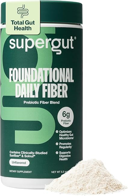 Supergut Foundational Daily Fiber Powder, Sugar Free & Vegan Prebiotic Fiber Blend for Gut Health... | Amazon (US)