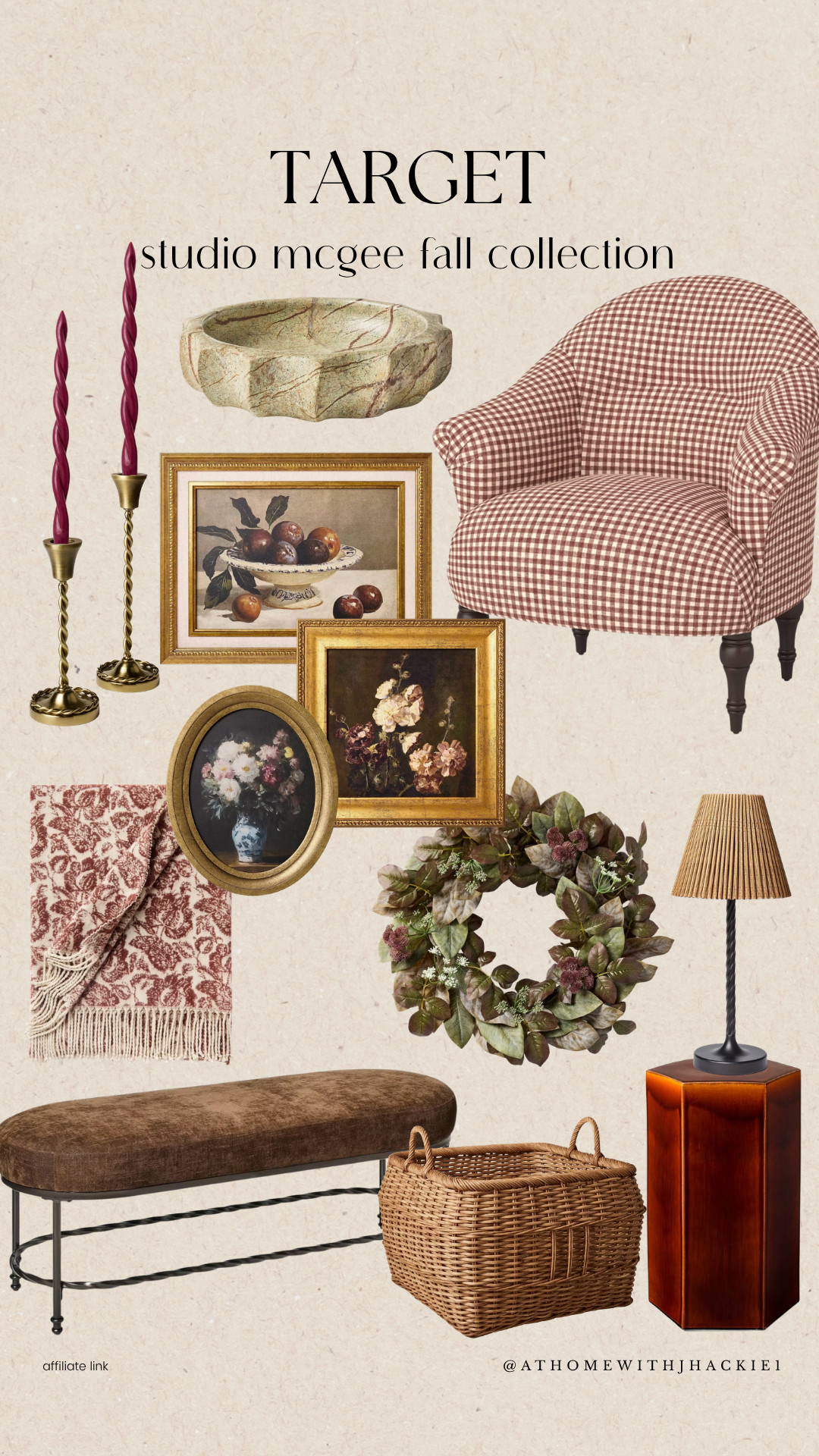 Target home decor, studio mcgee target, fall decorating ideas, gingham accent chair, floral artwork, vintage floral decor, marble bowl, brass candlesticks, fall wreath, woven basket decor, upholstered bench, accent lamp, cozy fall home, organic modern decor, moody fall decor, collected home style, traditional home decor, cottage style decor, neutral fall decorating, target furniture finds, affordable home styling, home decor inspiration, fall home trends

#LTKSeasonal #LTKHome