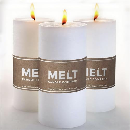 Melt Candle White Pillar Candles, Unscented, 3 Pack, 3 x 6 Inch | Amazon (US)