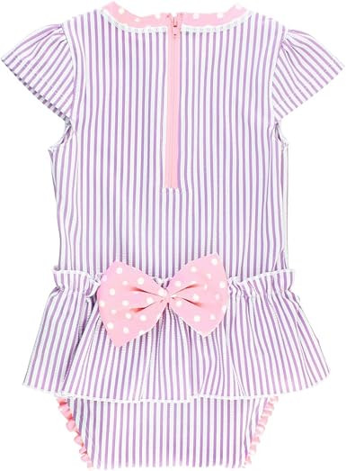 RuffleButts Infant/Toddler Girls Peplum Short Sleeve One Piece Swimsuit UPF 50+ Sun Protection | Amazon (US)