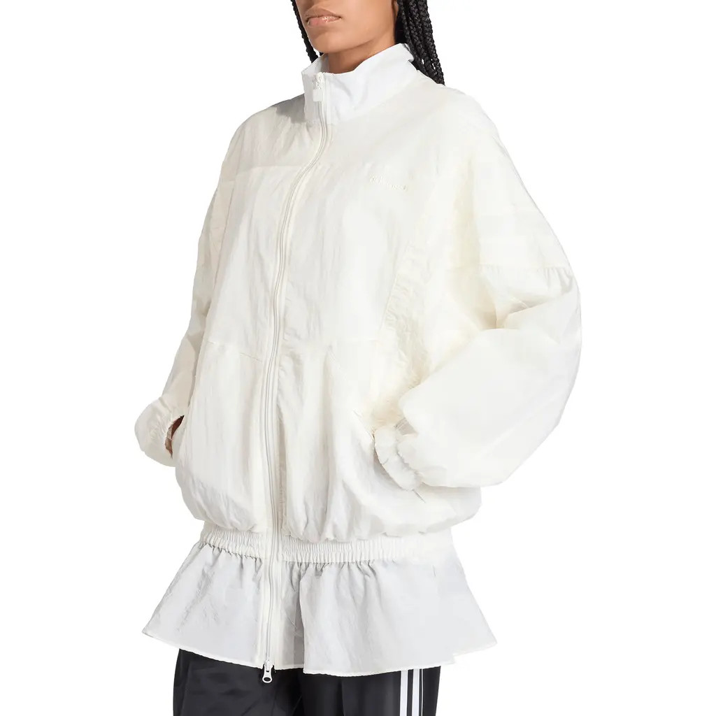 adidas Originals Santiago Peplum Track Jacket in Off White at Nordstrom, Size Medium | Nordstrom