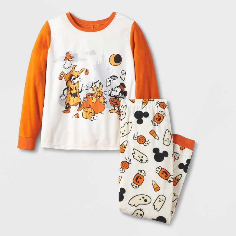 Women&#39;s Disney Mickey Mouse Pajama Set - Orange XXL | Target