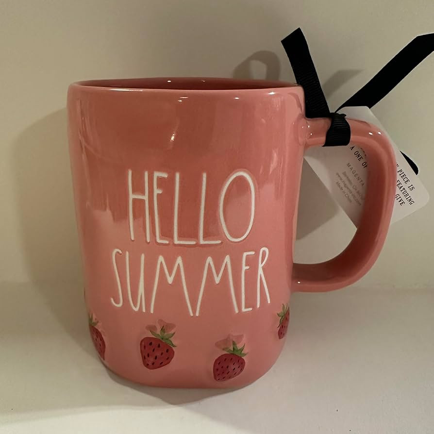 Amazon.com | Rae -HELLO SUMMER Coffee Mug Allside Red, Strawberry BIRTHDAY MUG - SUMMER MUG- Dunn... | Amazon (US)