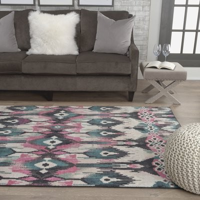 Dario Painted Batik Pink/Ivory/Green Area Rug Rug Size: Rectangle 8' x 10' | Wayfair North America