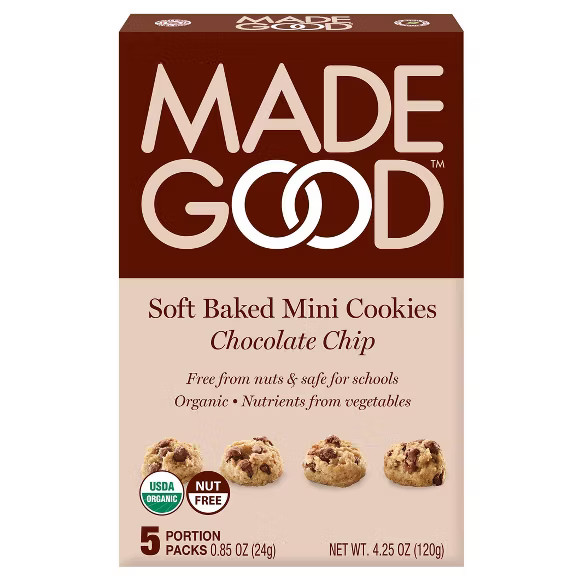 MadeGood Gluten Free Vegan Organic Chocolate Chip Soft Baked Cookies  - 4.25oz | Target