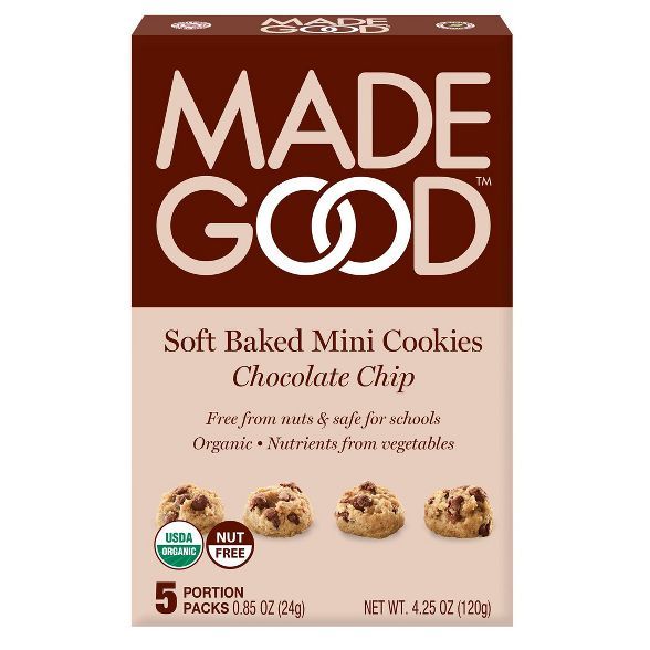 MadeGood Gluten Free Vegan Organic Chocolate Chip Soft Baked Cookies  - 4.25oz | Target