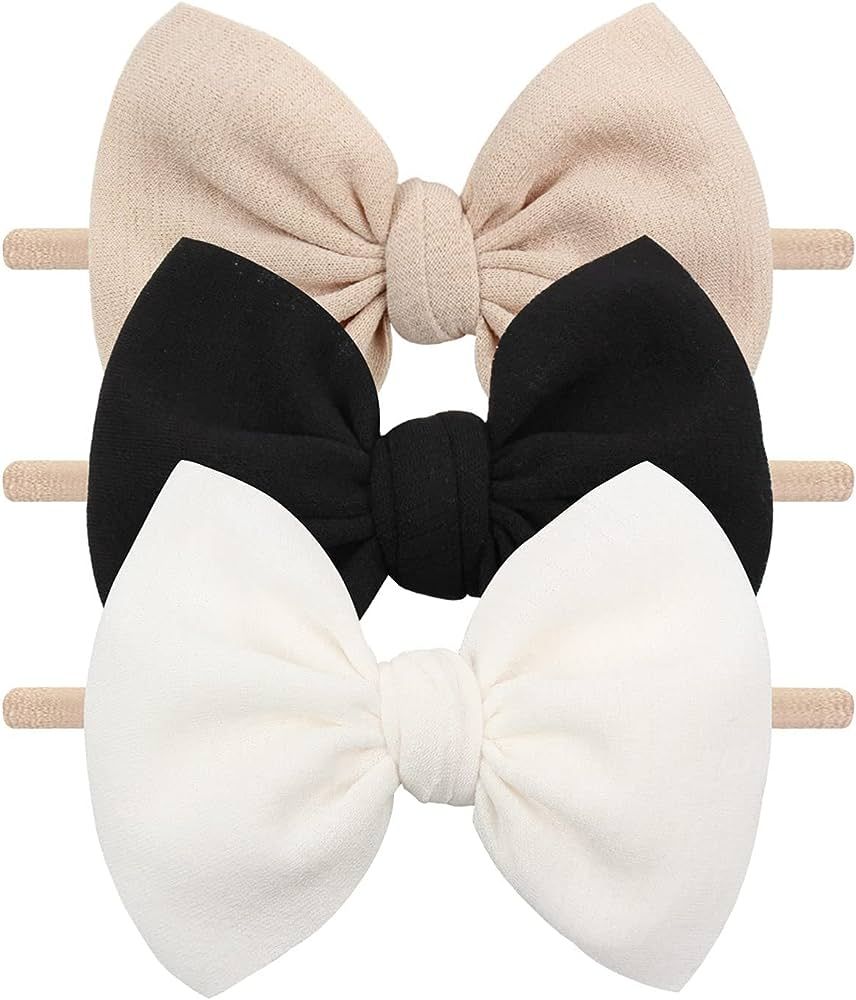 YanJie Baby Girls Nylon Headbands Newborn Bows Handmade Hair Hairbands Accessories for Infant Tod... | Amazon (US)