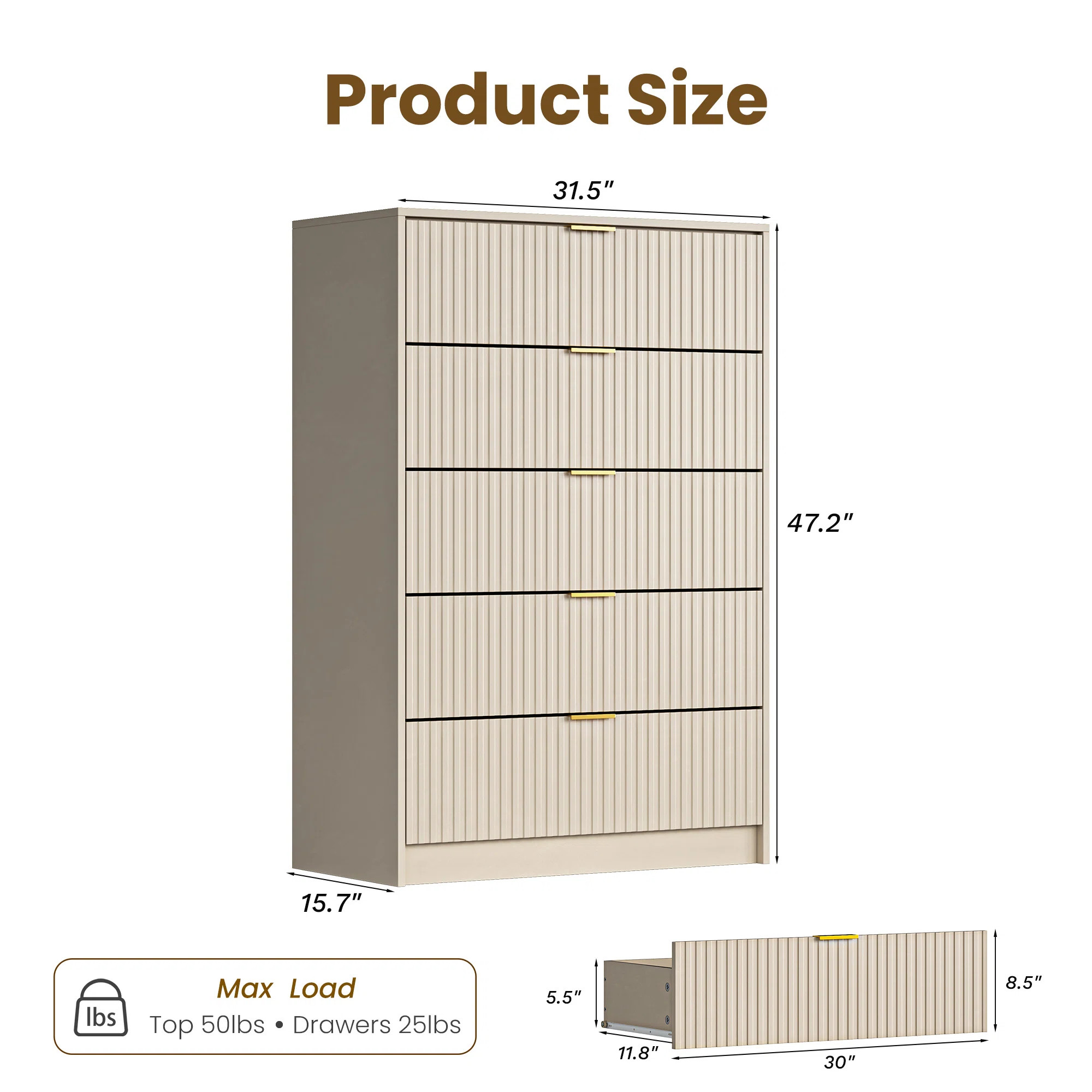 5 - Drawer Dresser, 47.2" H | Wayfair North America