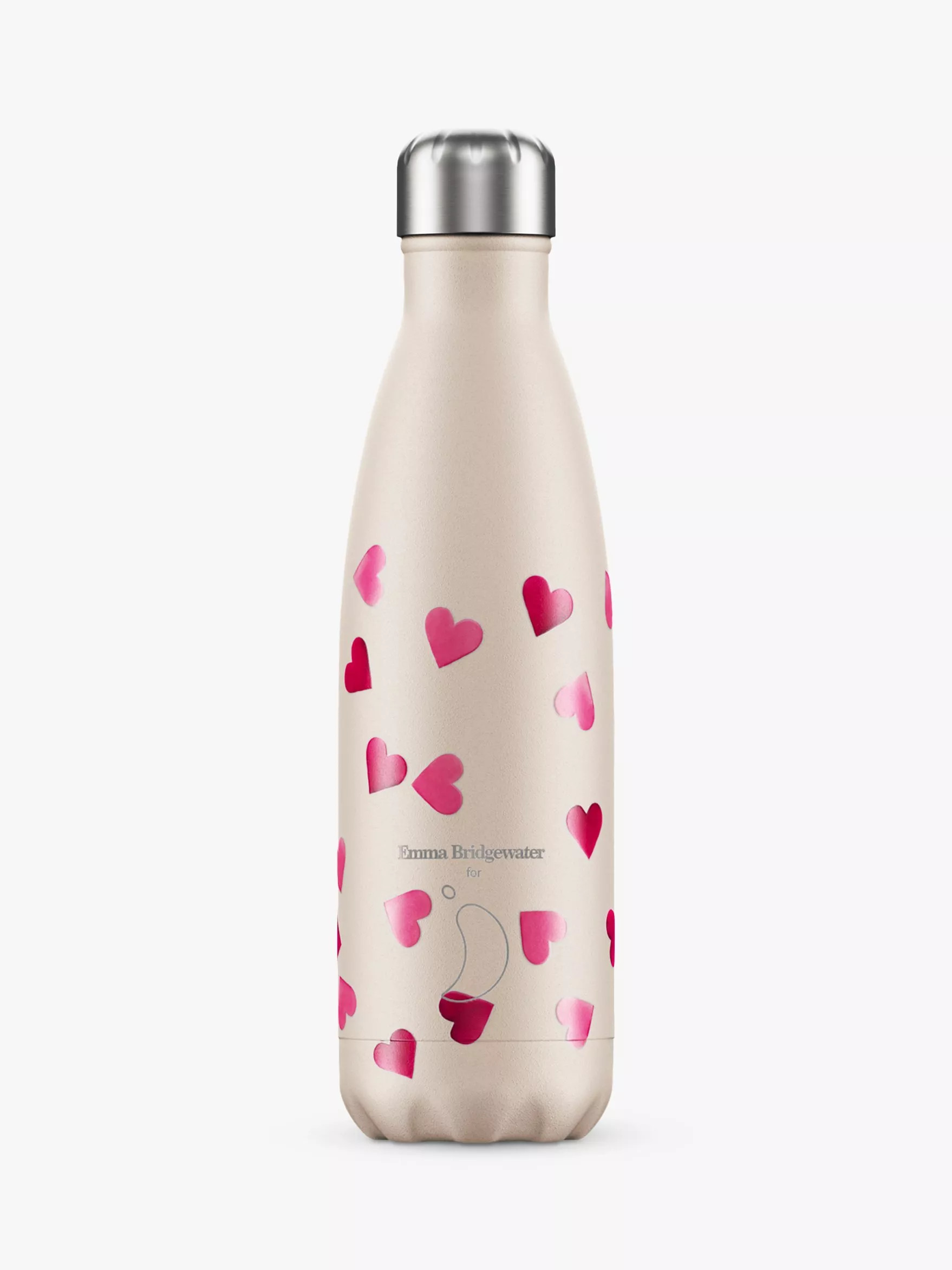 Chilly's x Emma Bridgewater Insulated Leak-Proof Drinks Bottle, 500ml, Pink Hearts | John Lewis (UK)