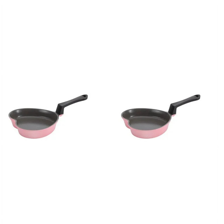 2X Mini Love Frying Pan Supplement Cooking Pot Ceramic Non-Stick Pink Heart-Shaped Small Wok | Walmart (US)