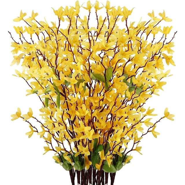 LONGRV 12Pack Artificial Silk Forsythia Flower for Front Door Fake Jasmine Flowers Home Party Wed... | Walmart (US)