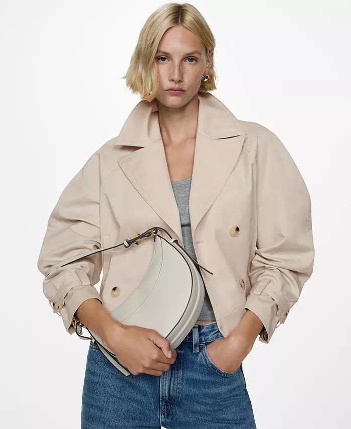 Women's Lapels Detail Cropped Trench Coat | Macy's