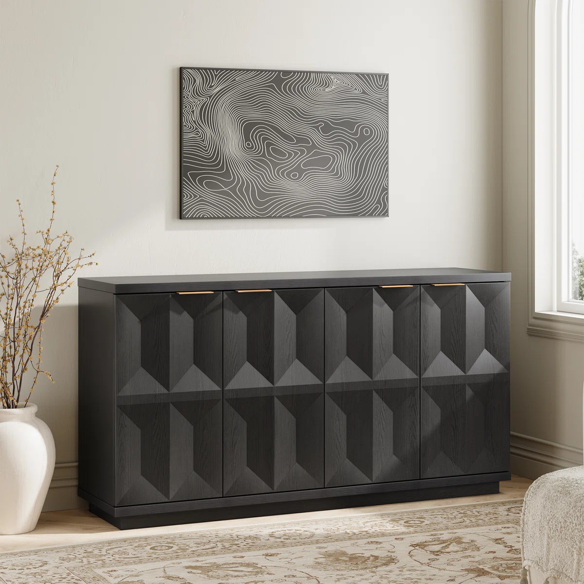 Designer Modern Textured 59'' Three-dimensional Relief Sideboard | Wayfair North America