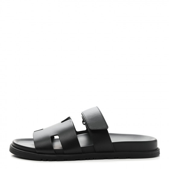 HERMES Calfskin Mens Chypre Sandals 43 Black | Fashionphile