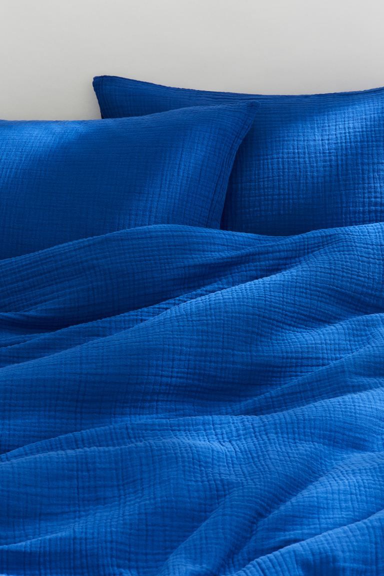 Muslin King/Queen Duvet Cover Set - Cobalt blue - Home All | H&M US | H&M (US + CA)