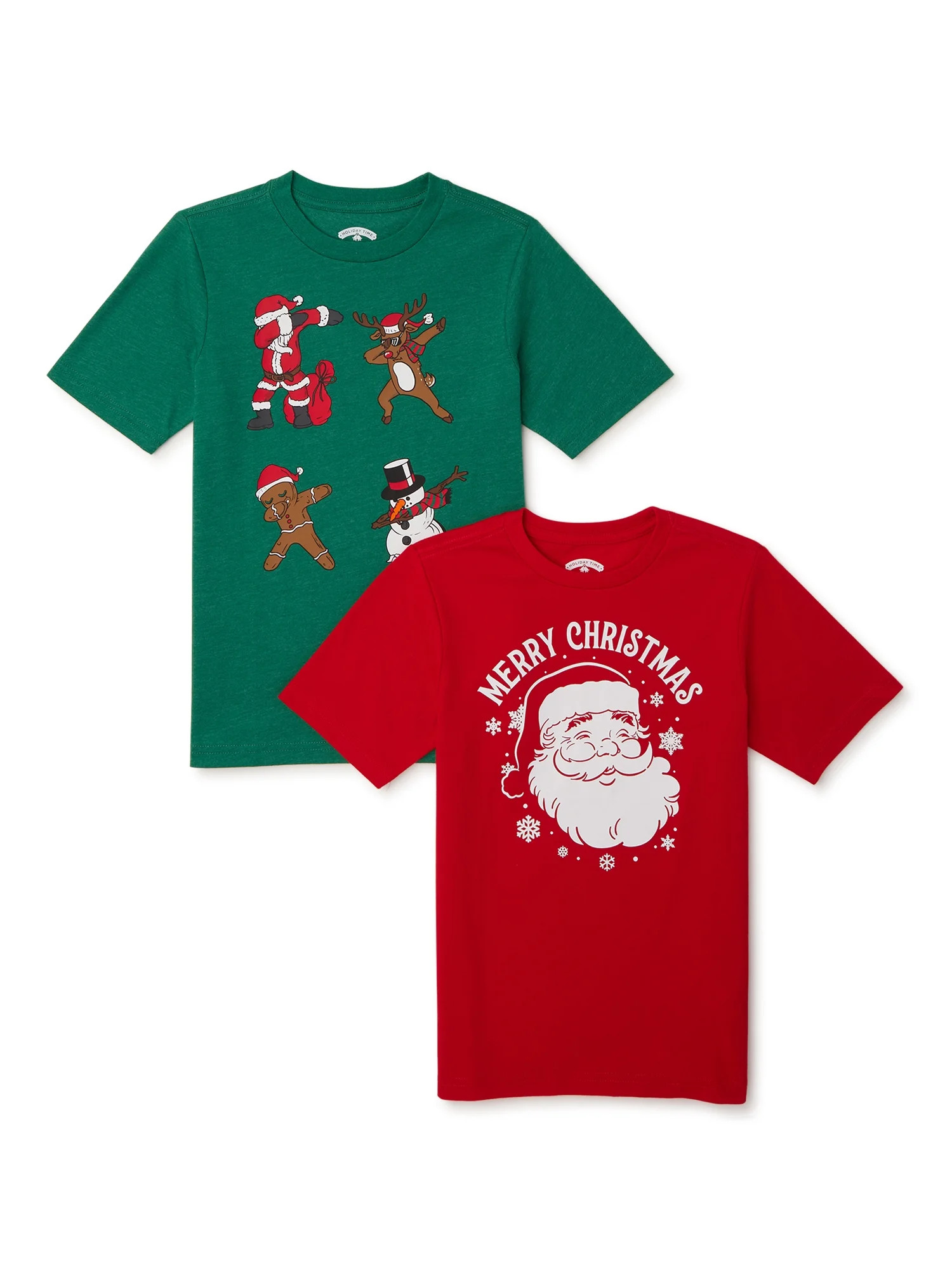 Holiday Time Boys’ Christmas T-Shirt with Short Sleeves, 2-Pack, Sizes 4-18 & Husky | Walmart (US)