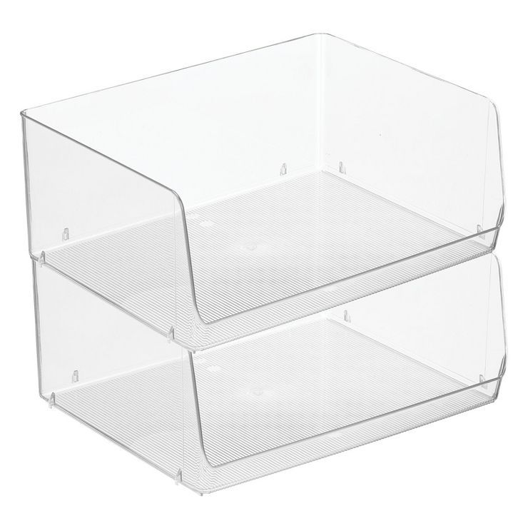 mDesign Stackable Plastic Food Storage Bin, Open Front, 2 Pack - Clear | Target