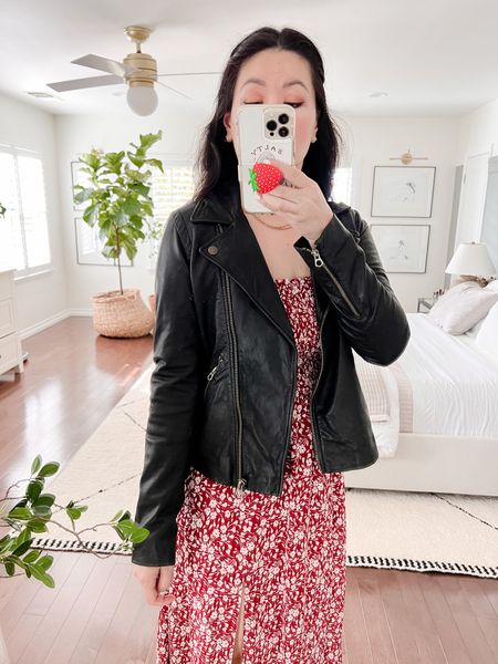 Washed leather jacket on sale! This jacket is usually excluded from promos! If between sizes, size up.  I am wearing a medium.  It is butter soft! And I love how the hardware is a muted brass. 