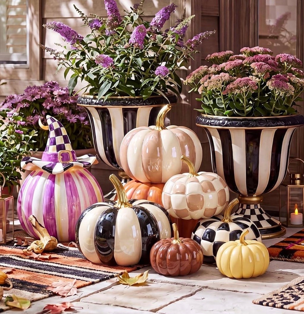 Designer-Inspired Neutral & Checkered Halloween Pumpkins for a Chic Front Porch 🎃🖤

These designer-inspired pumpkins are one of my favorite affordable Halloween finds! 🤍🖤 With a mix of striped, checkered, and neutral designs, they instantly give your porch that elevated boutique look without the designer price tag. I love styling them with mums, lanterns, and layered doormats for a cozy, welcoming entry that lasts all season long. 🍂✨

Whether you’re decorating your front porch, mantel, entryway, or dining table, this set adds the perfect touch of classic black-and-white fall charm with a fun seasonal twist. They look so much more expensive than they are and make decorating for Halloween and fall effortless!

Fall porch décor, Halloween decorations, neutral pumpkins, checkered pumpkins, black and white home décor, designer-inspired décor, front porch decorating ideas, autumn decorating, seasonal home décor, cozy fall aesthetic, porch styling, Amazon fall finds, pumpkin décor, outdoor fall decorations.

#LTKHome #LTKSeasonal #LTKmomlife