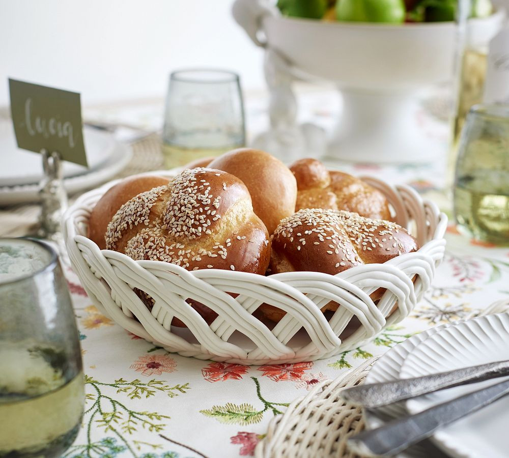 Rustic Woven Ceramic Serving Bowl | Pottery Barn (US)