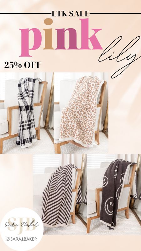 Pink lily 25% off! These blankets are so cute! 

#LTKhome #LTKSeasonal #LTKSale