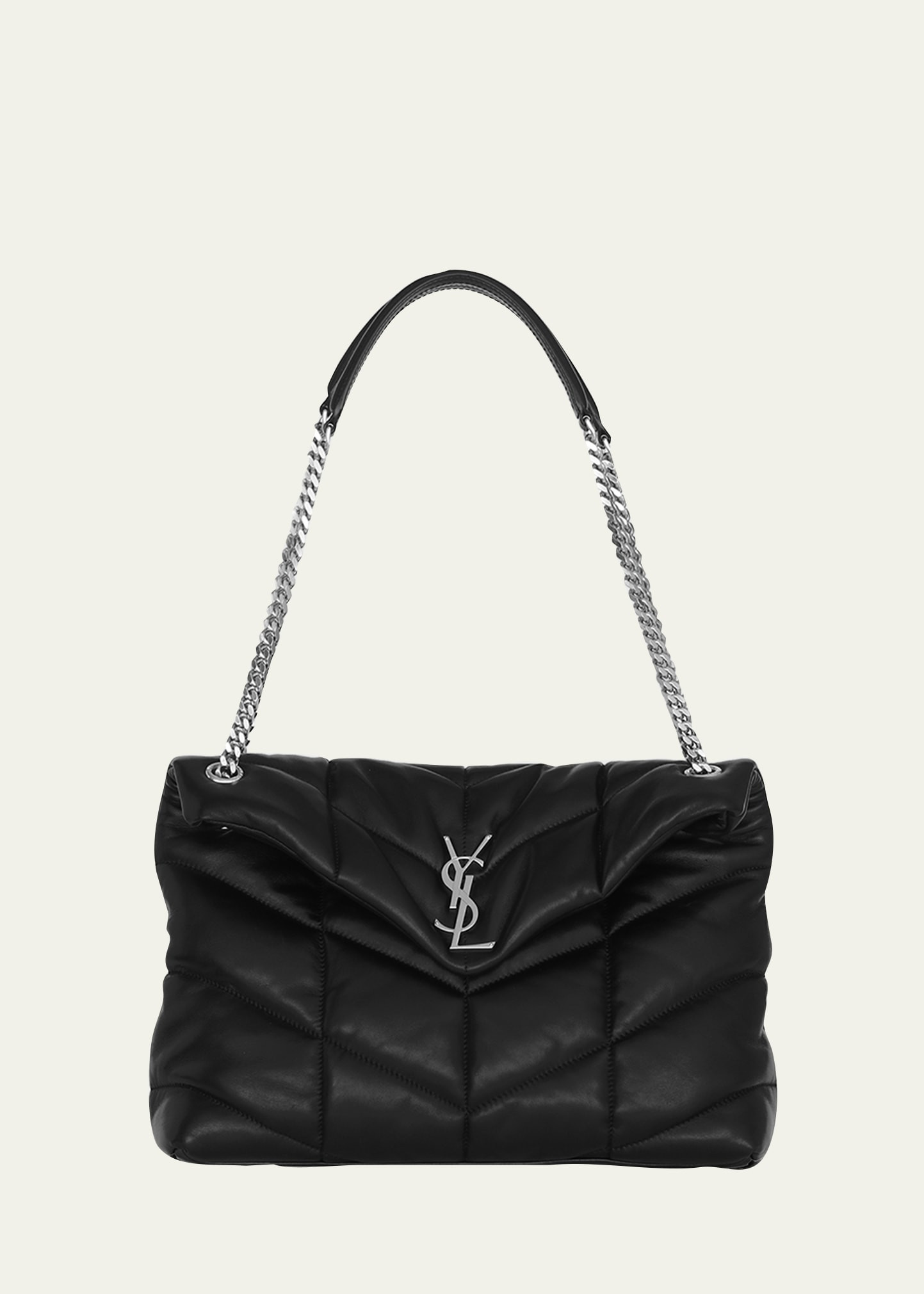 Lou Puffer Medium YSL Shoulder Bag in Quilted Leather | Bergdorf Goodman