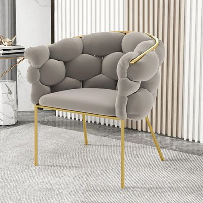 Gray Nordic Accent Chair Velvet Upholstery Chair Tufted Chair-Homary | Homary